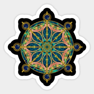 Dharma Wheel - Dharmachakra Gemstone & Gold Sticker